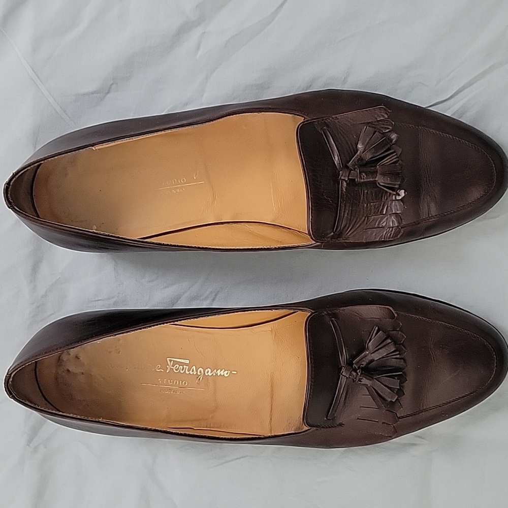 Salvatore Ferragamo Dark Brown Leather Tassel Loafers